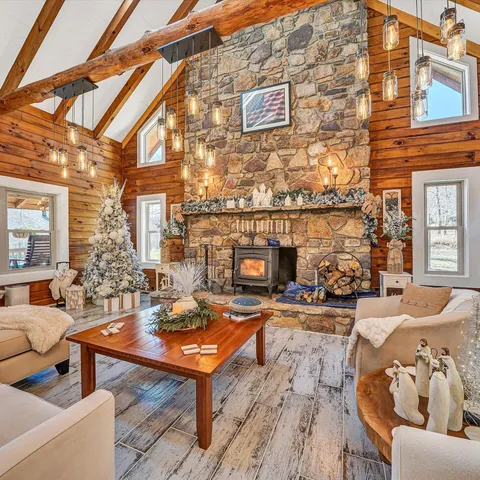 a view of a city with mountains in the background