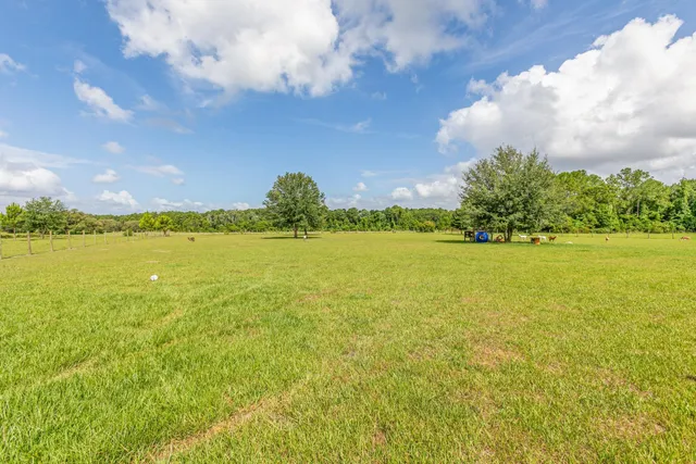 a view of a golf course with a lake