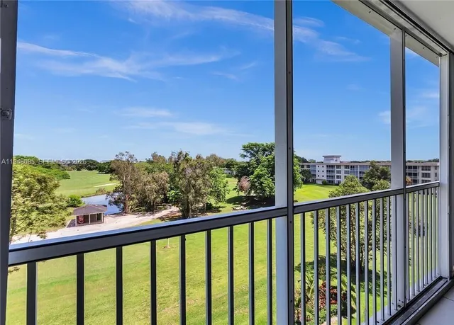 a garden view with a seating space
