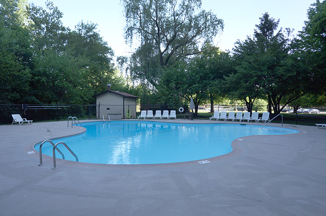 1 Renaissance Place, Unit 200 Palatine, IL 60067 - Photo 16 of 19 a view of swimming pool with outdoor seating and trees in the background