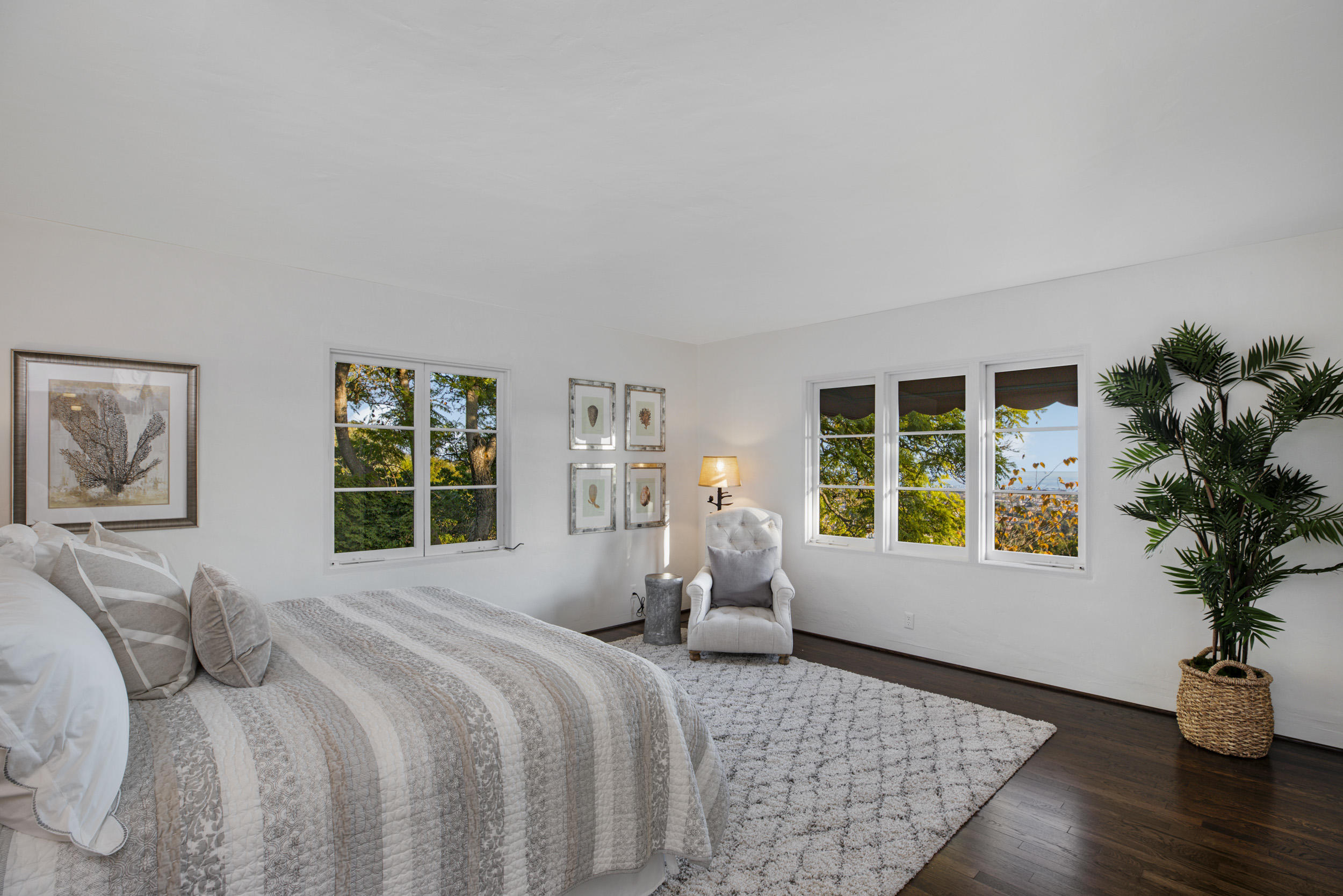 925 Jimeno Road Santa Barbara, CA 93103 - Photo 8 of 26 a bedroom with a large bed and a potted plant