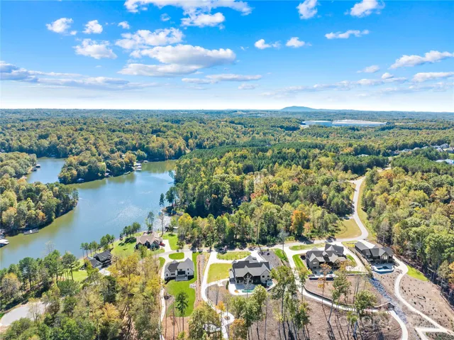 a view of a lake with a city