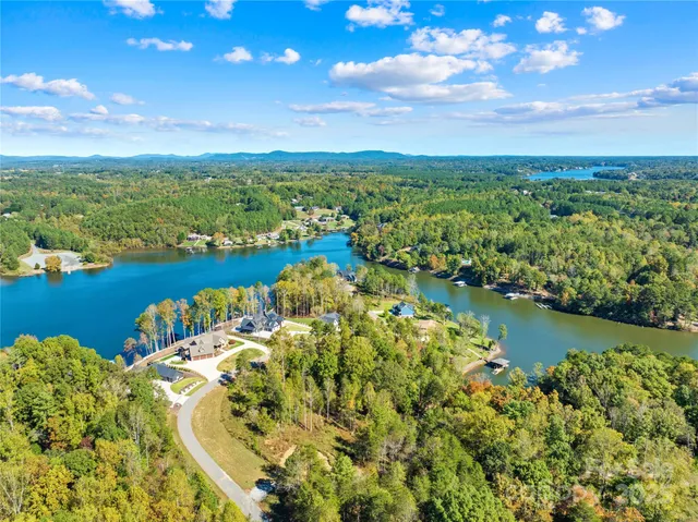 a view of a lake with a houses
