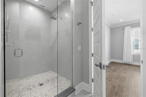 a bathroom with a shower