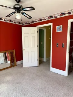 a view of a room with painted walls