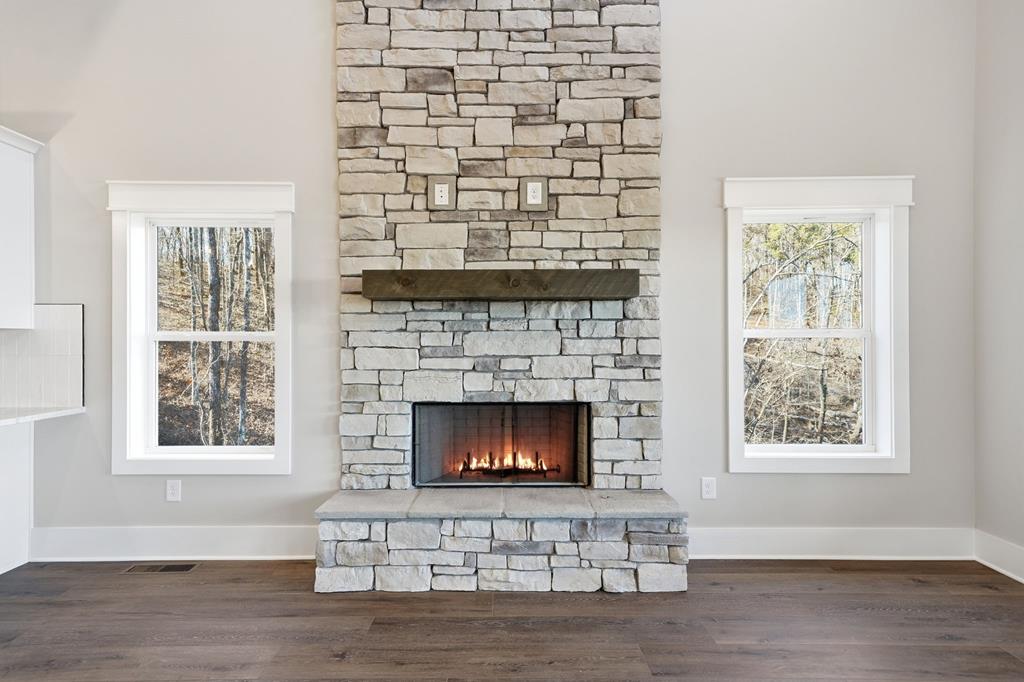 1176 Jewel Court Northeast Ranger, GA 30734 - Photo 7 of 57 a living room with a fireplace and windows