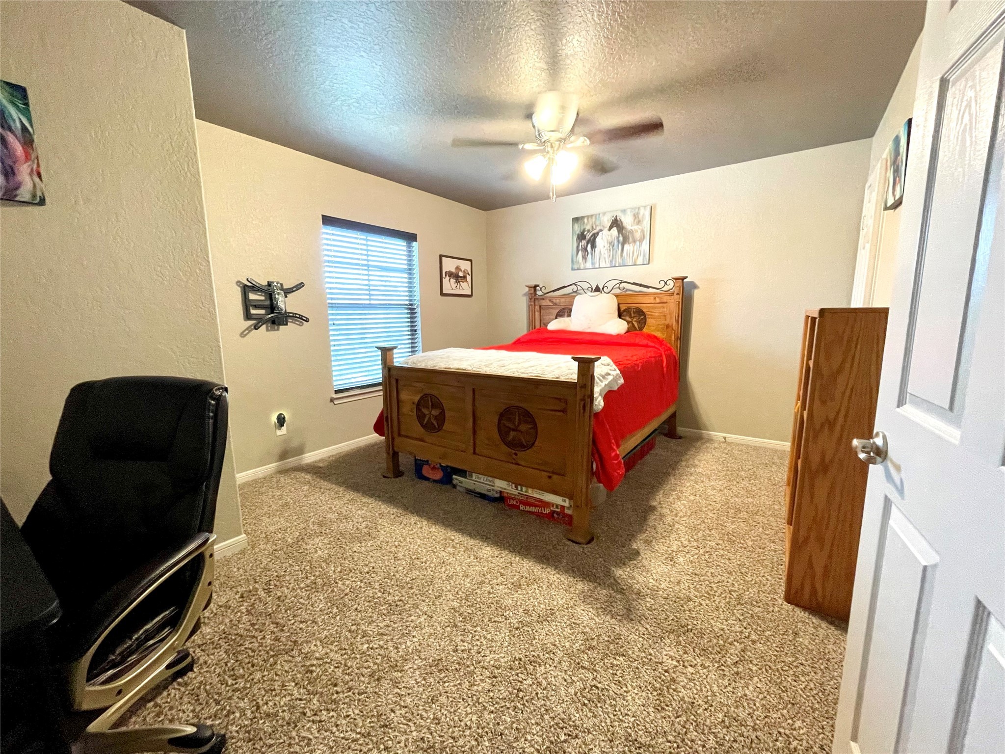 153 Citori Path New Braunfels, TX 78130 - Photo 10 of 12 a bedroom with a bed and a mirror on the wall