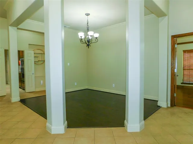 a view of a livingroom with a chandelier