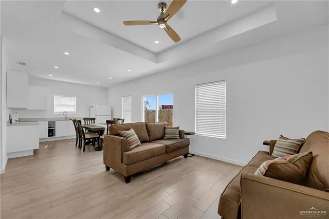a living room with furniture and a couch