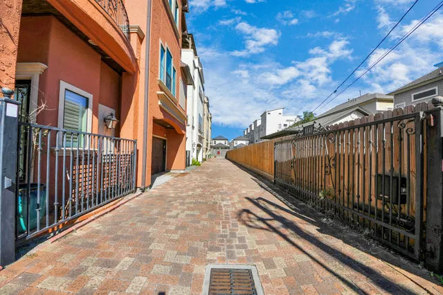 a view of a building from a balcony