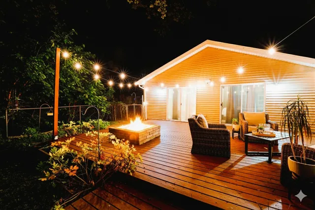 a outdoor view with a sitting space