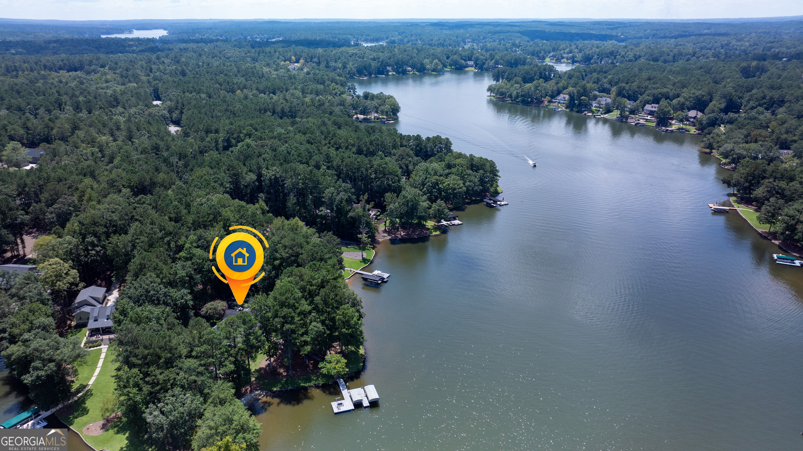 1010 Plum Orchard Road Greensboro, GA 30642 - Photo 67 of 85 an aerial view of a house with outdoor space and a lake view