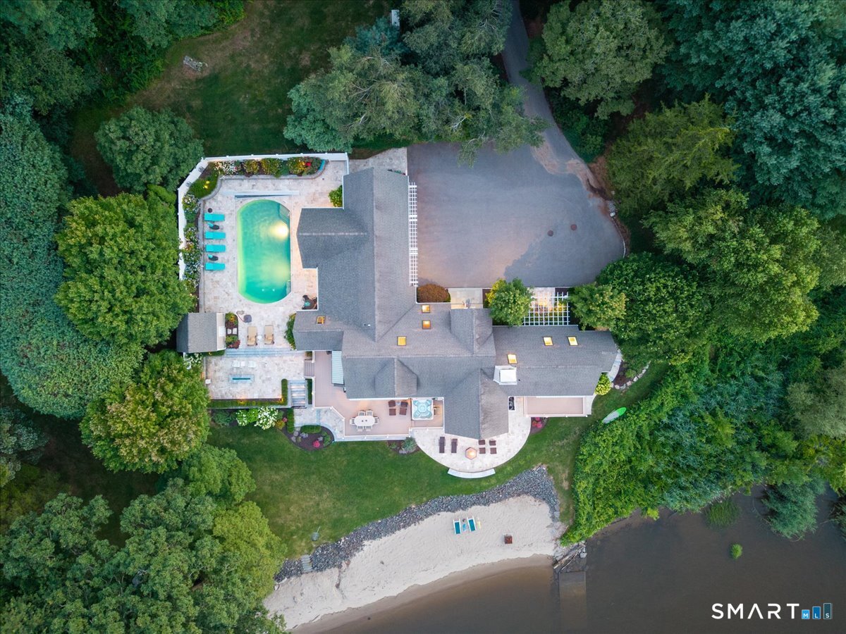 409 River Road Deep River, CT 06417 - Photo 3 of 40 Aeriel view of the home, grounds, pool and beach
