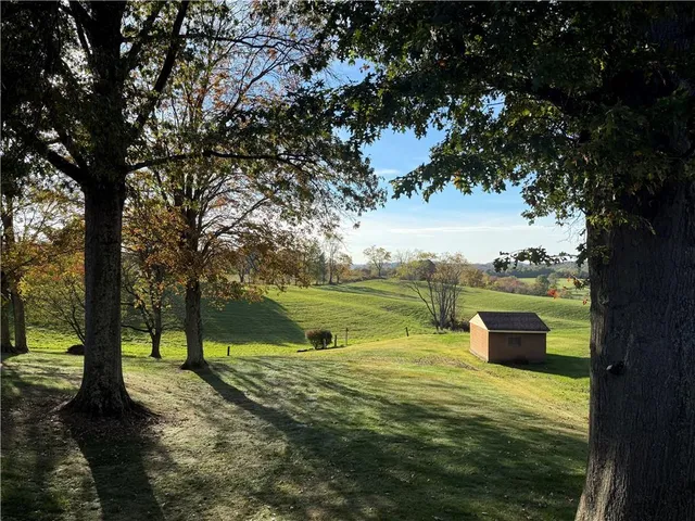 a view of a lake from a yard