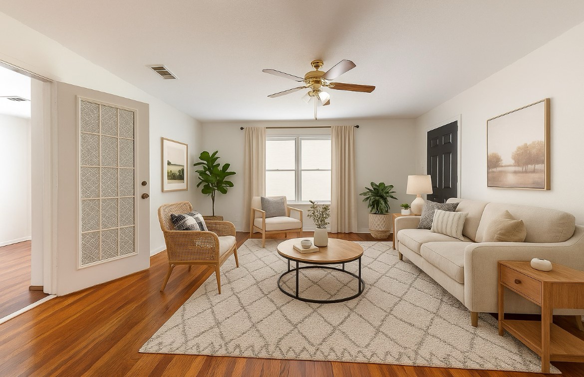 Please note: This has been virtually staged to help visualize the potential use of the space. The actual property does not include the furniture or decor shown.