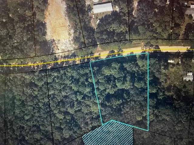 a view of a yard and swimming pool