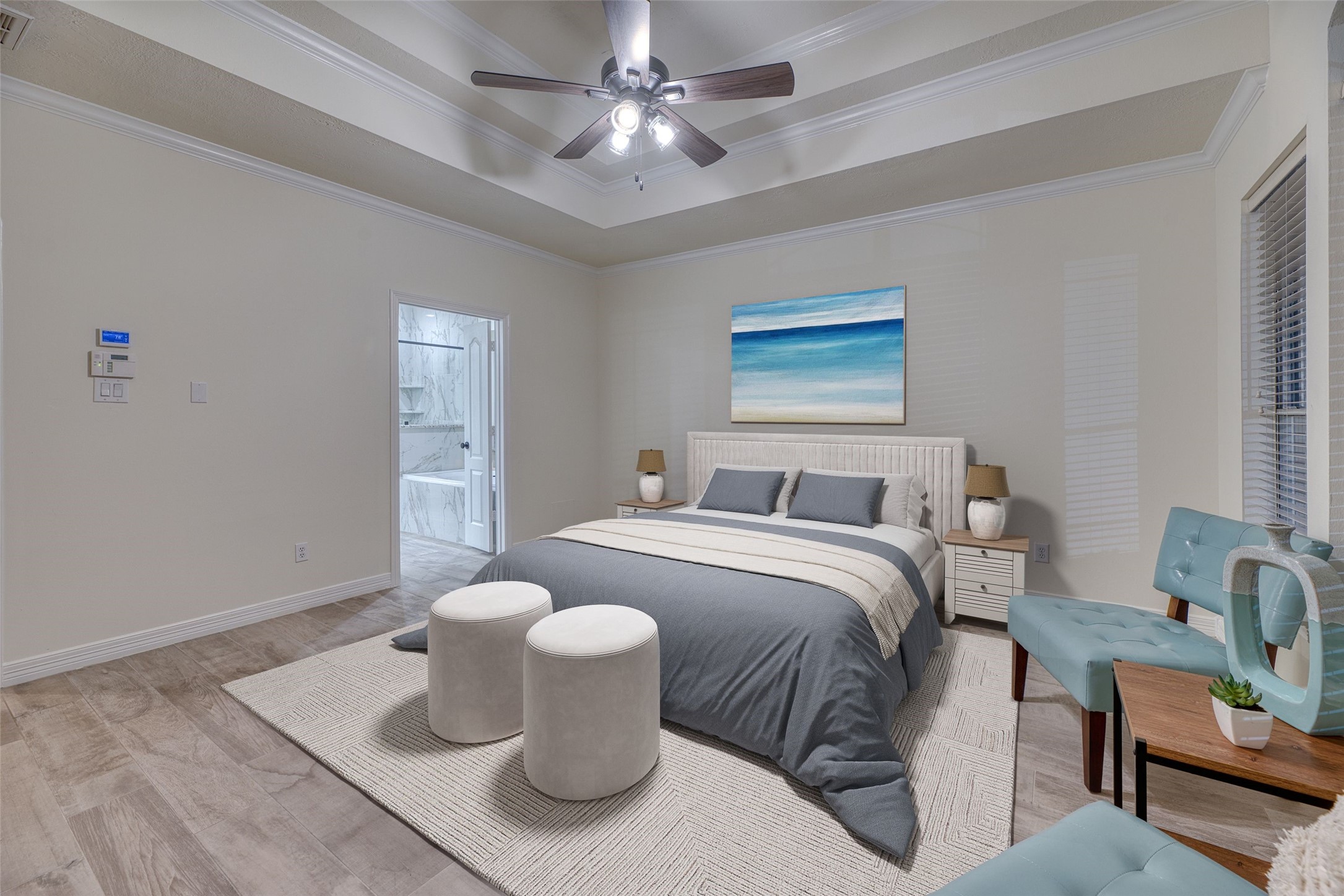 911 Chisel Point Drive Houston, TX 77094 - Photo 20 of 50 Virtually staged-primary suite with updated floors and coffered ceiling.