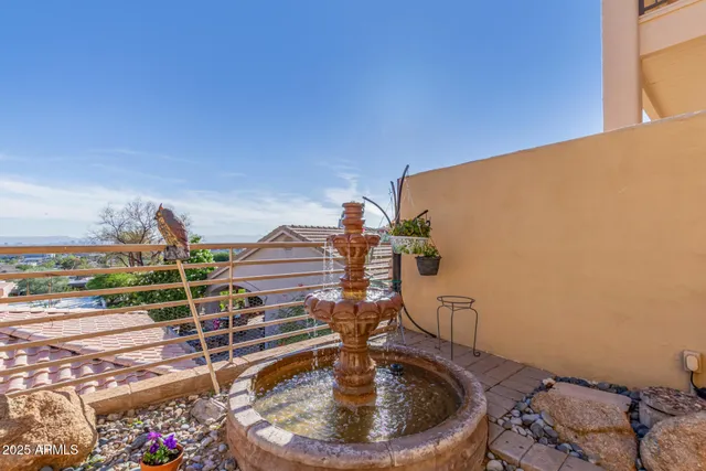 a front view of a building with outdoor space