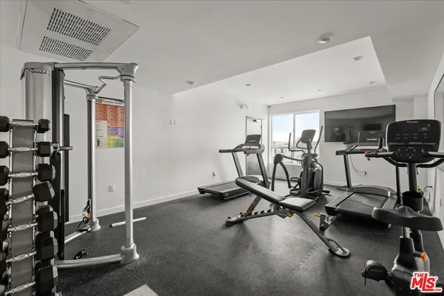 a view of a room with gym equipment