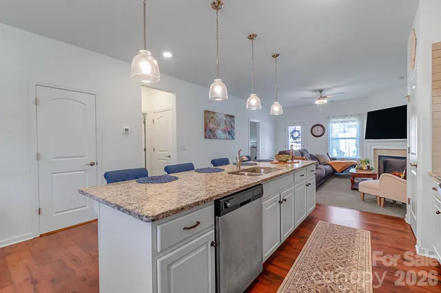 a large kitchen with lots of counter space