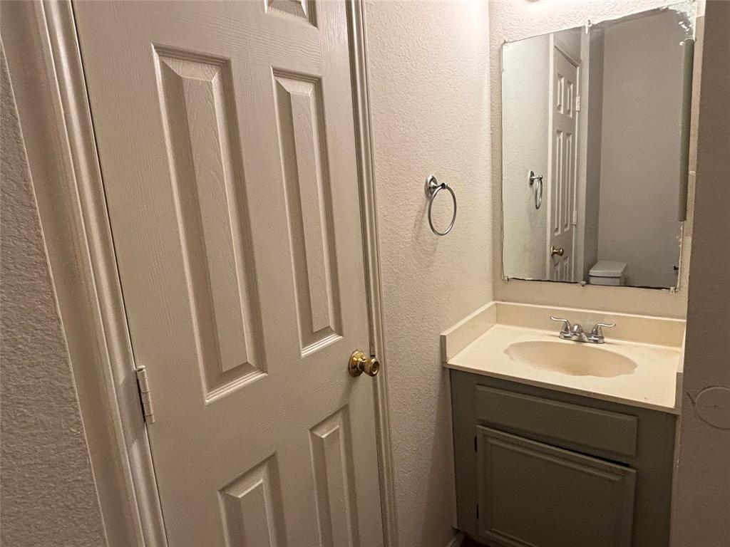 2313 Foot Hill Road McKinney, TX 75072 - Photo 9 of 13 a bathroom with a sink a toilet a mirror and shower