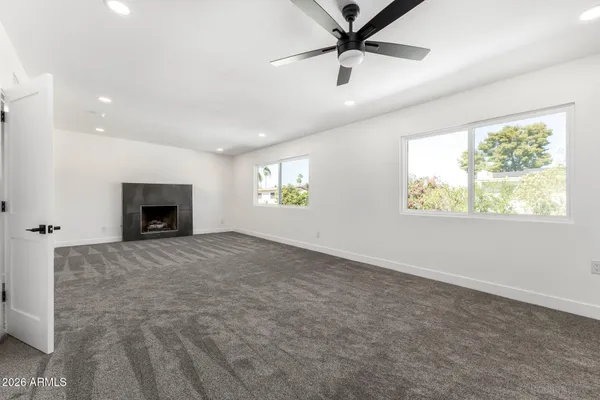 an empty room with windows