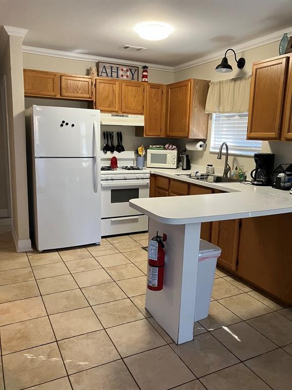 25079 Northeast 140th Loop Salt Springs, FL 32134 - Photo 15 of 23 a kitchen with granite countertop a refrigerator a sink and white cabinets