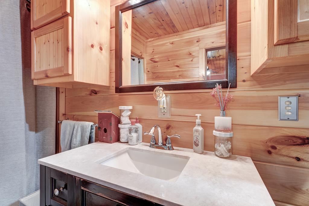 388 Cozy Cove Road Blairsville, GA 30512 - Photo 19 of 44 a bathroom with a sink and a mirror