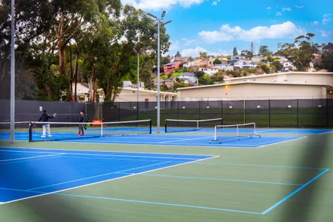 a view of park with a slide