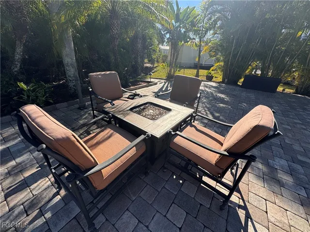 a outdoor space with sitting area