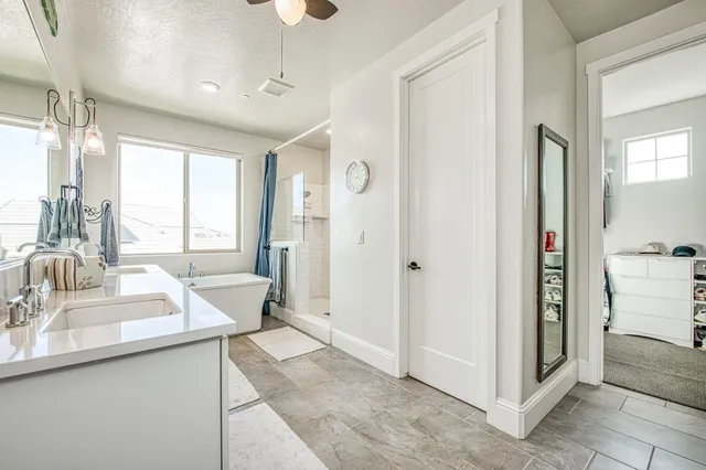 a view of a balcony with wooden floor