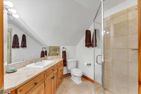 an aerial view of a house