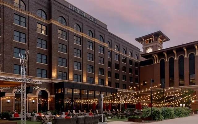 a front view of a building with street view