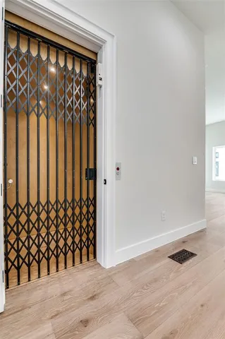 a view of a black gate