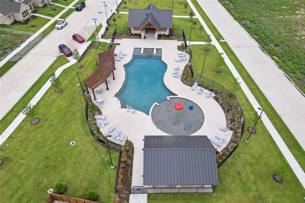 an aerial view of a house having outdoor space