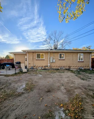 front view of a house with a patio