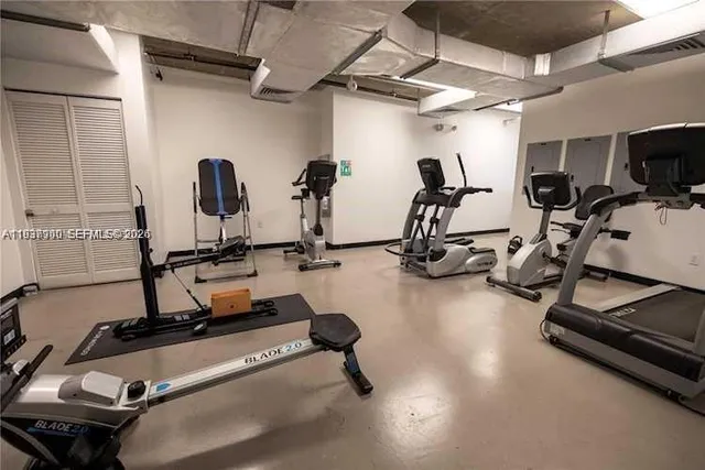 a room with gym equipment