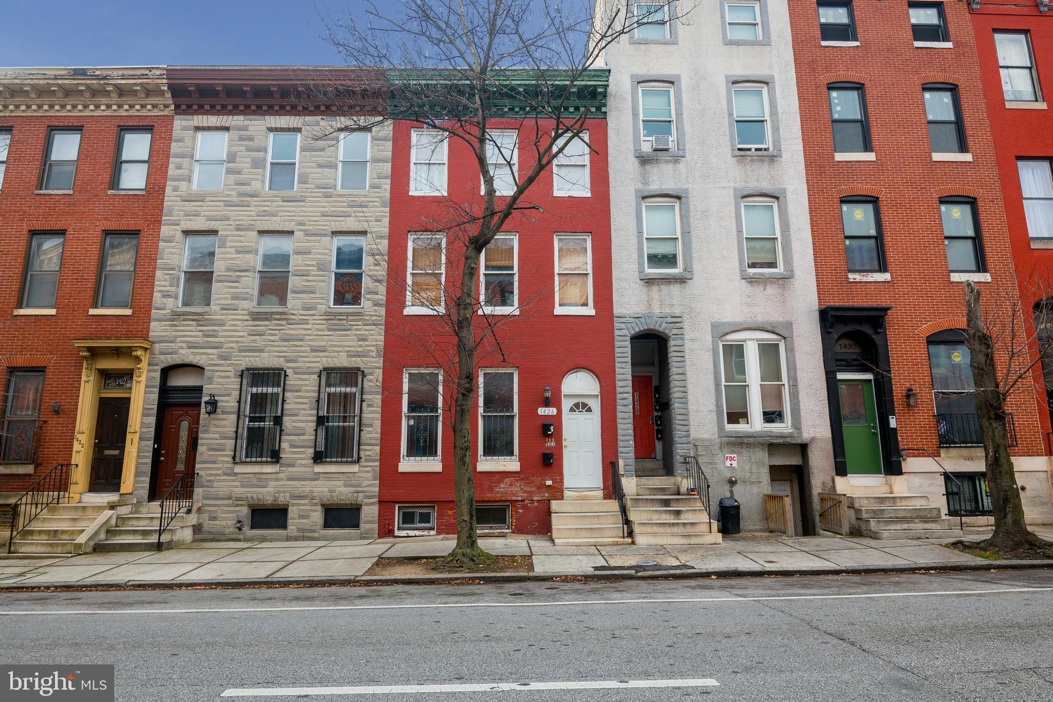 front view of a brick building