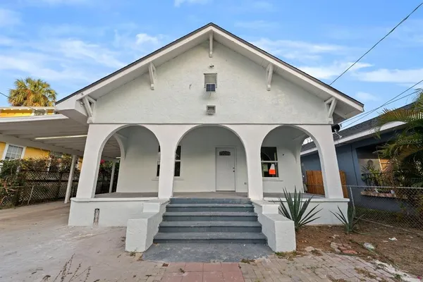 a front view of a house with entryway