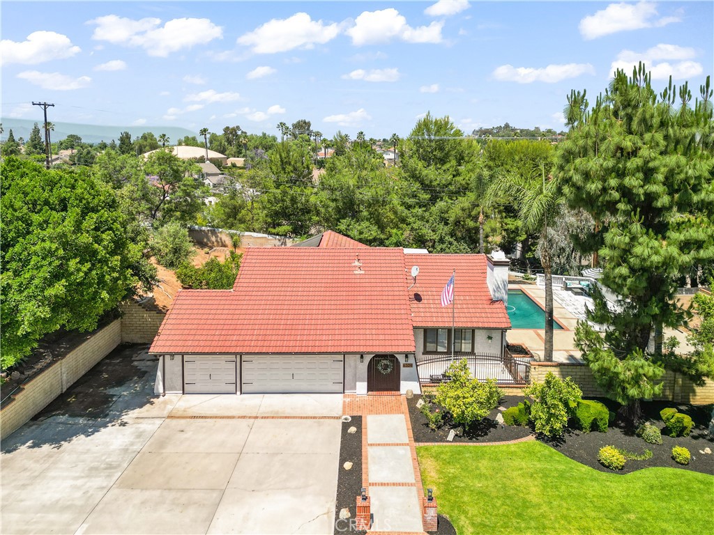 an aerial view of a house