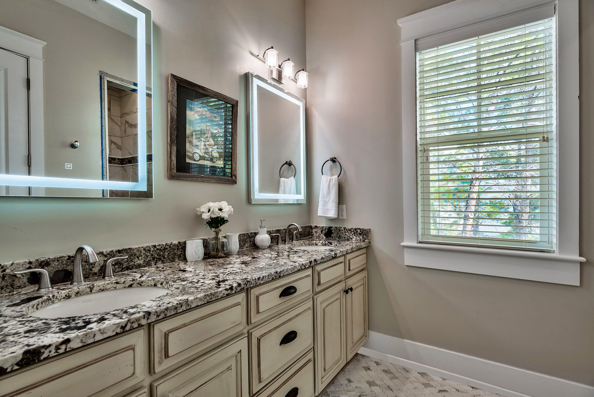 191 Plimsoll Way Santa Rosa Beach, FL 32459 - Photo 26 of 49 a bathroom with a granite countertop sink and a mirror
