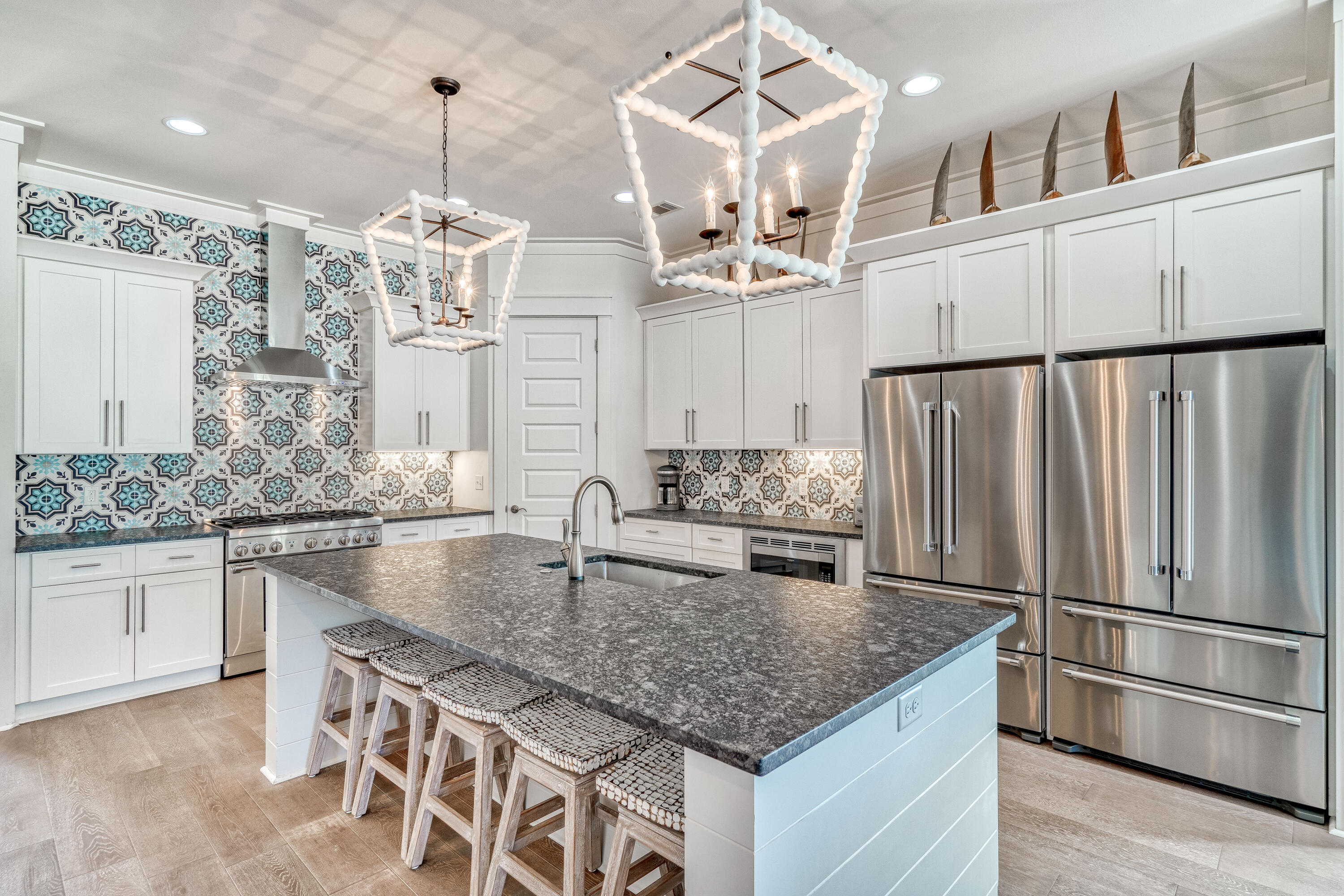 101 A St Inlet Beach Inlet Beach, FL 32461 - Photo 4 of 47 a kitchen with stainless steel appliances granite countertop a sink refrigerator and microwave