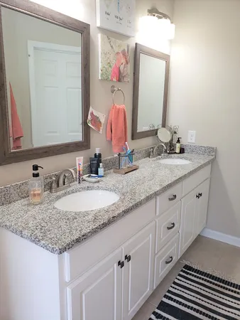 a bathroom with a bathtub