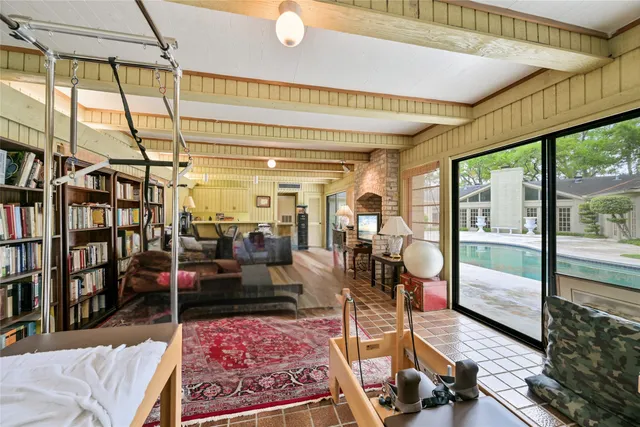 a living room with furniture