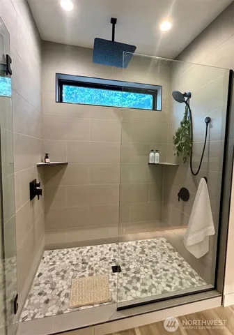 a bathroom with a shower