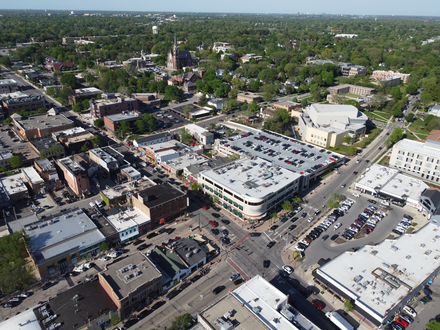 116 North Wright Street, Unit 5 Naperville, IL 60540 - Photo 22 of 62 an aerial view of a city with lots of residential buildings