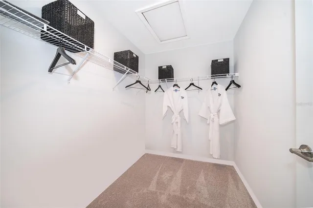 a view of small space with racks on the wall