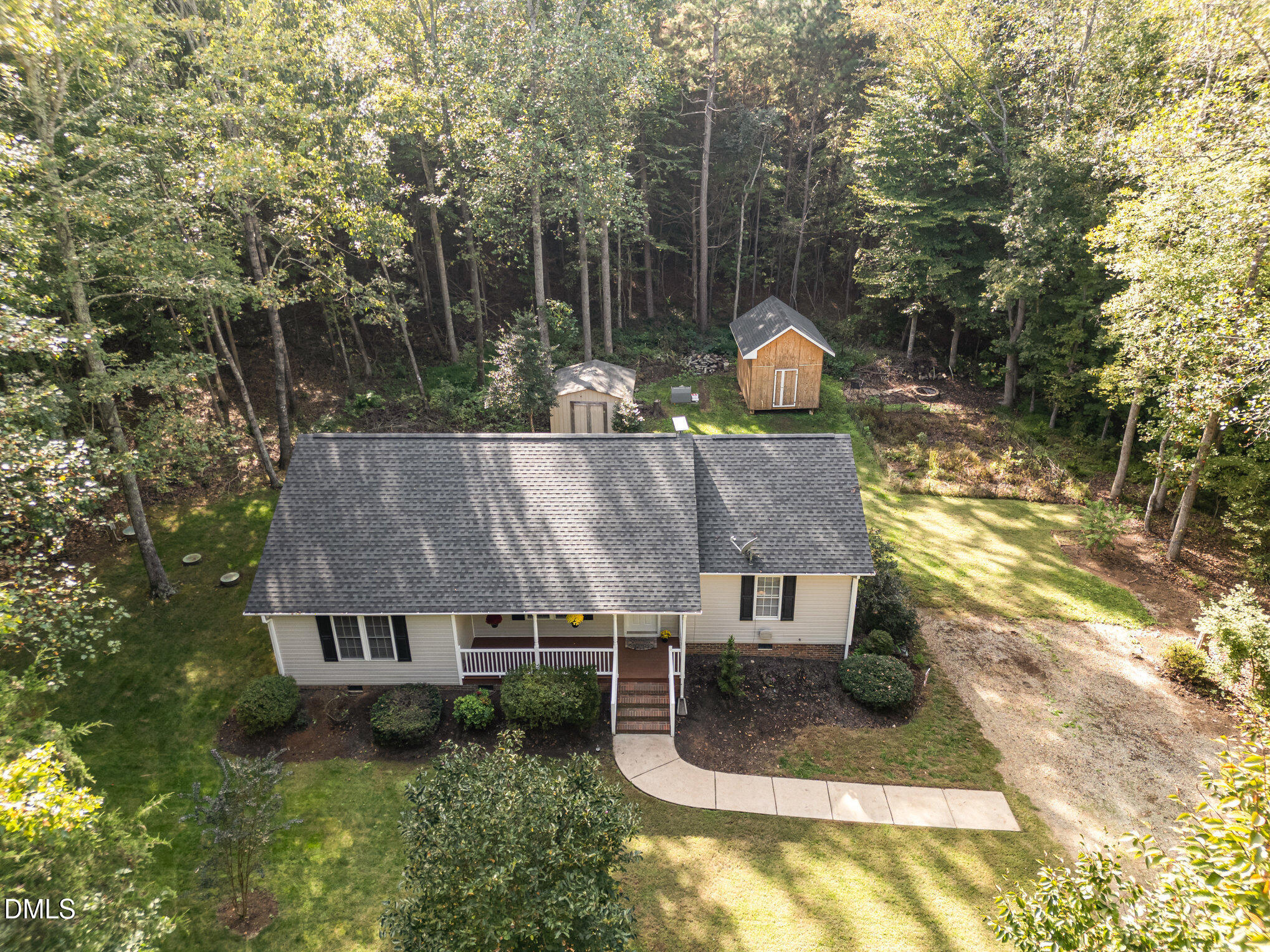 127 Cobble Brook Drive Rougemont, NC 27572 - Photo 25 of 48 an aerial view of a house with swimming pool and yard