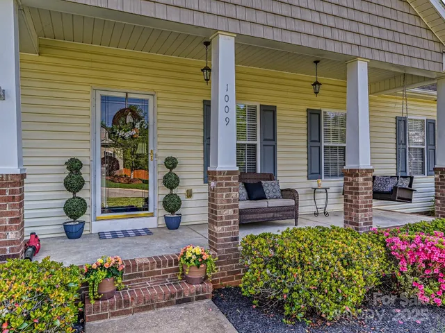 a front view of a house having patio