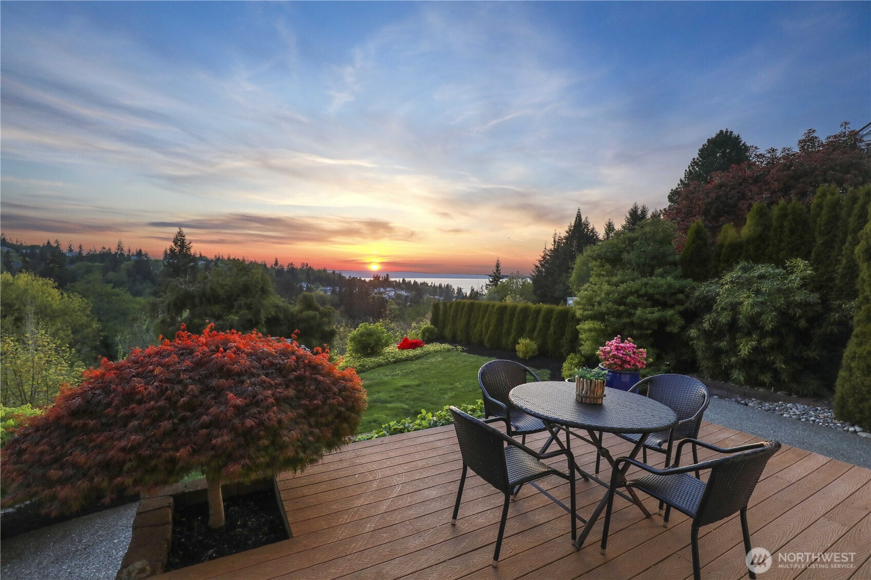 a view of a table and chairs in patio